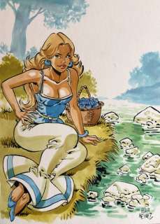 Meynet, Félix - Dessin original - Falbala au ruisseau (2019) | Catawiki