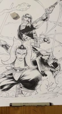 Sketch Mandalorian e Ahsoka