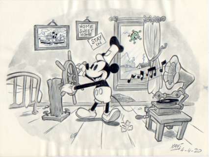 XAVI (xavier vives mateu) - Dibujo original - Steamboat Willy at Home (2020) | Catawiki