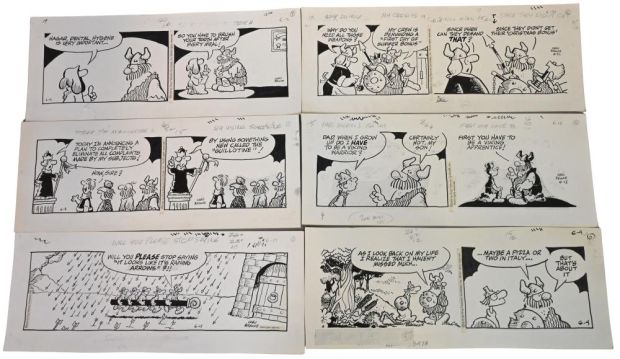 Lot 56 - 15 Chris Browne, Hagar the Horrible Daily Comic Strip Original Art Ink on paper, fifteen original multi-panel daily… | misc / divers