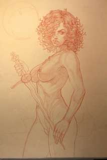 Adriano De Vincentiis - illustrazione originale "Nudo con spada" cm 50x70 - Loose page (2019) | Catawiki