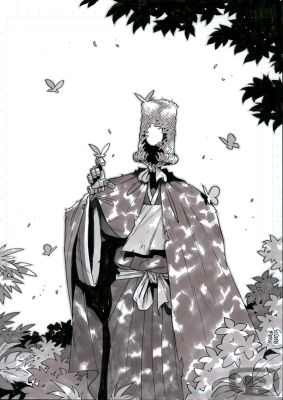 Sylvain Repos | Yojimbot, Illustration - The Robot and the Butterflies - Original Artwork by Sylvain Repos | Pulp’s Art