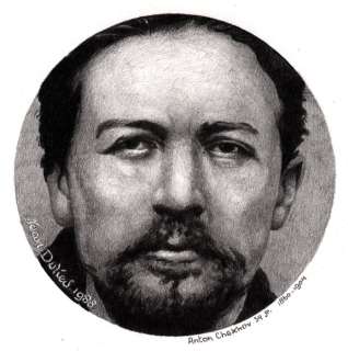 Dulieu, Jean (Oort, Jan van) - Originele cirkeltekening - Portret van de Russische schrijver Anton Tsjechov - (1988) | Catawiki