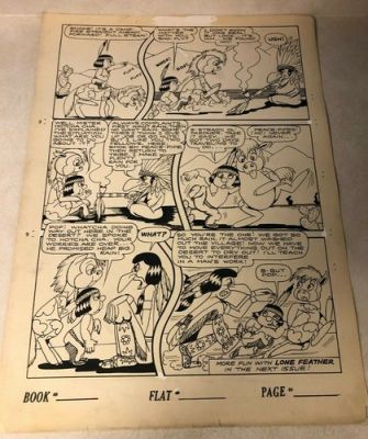 LONE FEATHER original art 1940s FICTION HOUSE HIGH OFF SMOK’EM PEACE PIPE | eBay US (Buy It Now)