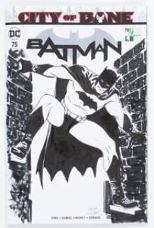 Steve Lieber Batman #75 Sketch Cover Variant Original Art (DC, 2019) CGC Signature Series NM/MT 9.8 White pages. -