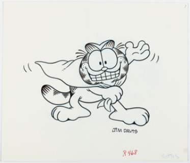 Jim Davis - Garfield Superhero Illustration Original Art (c.1980s). | Heritage