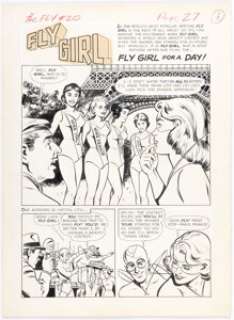 John Rosenberger Adventures of the Fly #20 Fly Girl Complete 6-Page Story Original Art and Silverprint Color Guide Group of 12 (Archie, 1962). (Total: 12 Items) | Heritage