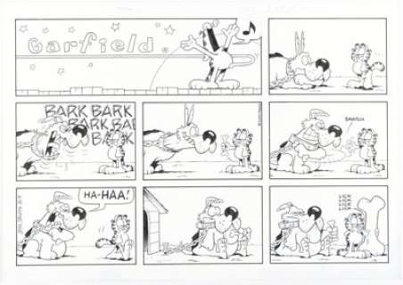 Jim Davis Garfield Sunday Comic Strip Original Art dated 8-5-07 (PAWS, 2007). | Heritage