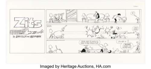 Jerry Scott and Jim Borgman Zits Sunday Comic Strip Original Art dated 3-24-02 (King Features Syndicate, 2002). | Heritage