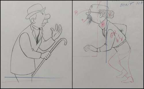 Tintin - 4x Original drawings - Dupond / Dupont & Tournesol - On a marché sur la lune - (1960’s) | Catawiki