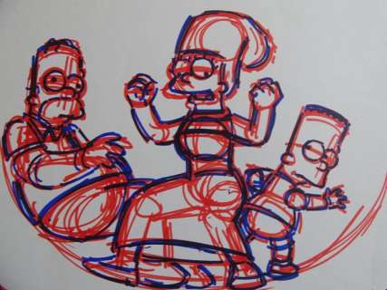 The Simpsons - Dancing - Original drawing | Catawiki