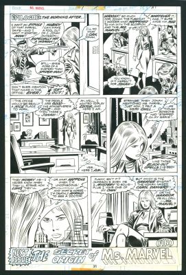 Buscema, John; Sinnott, Joe | Item #40559 Ms. Marvel #1 page 31 Original Comic Art by John Buscema. John Buscema, Joe Sinnott | Parigi Books