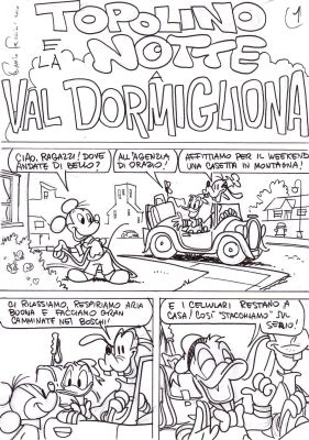 Enrico Faccini - Topolino e la Notte a Val Dormigliona p.1 Storyboard (Topolino n.2842 del 2010)