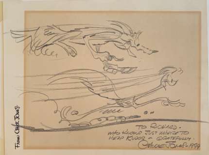 Chuck Jones "Wile E. Coyote & Road Runner" (c.1979) Hand Signed Original Illustration Signed by Chuck Jones | Animazing Gallery