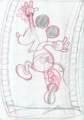 Mickey Mouse – Jumping Action Sketch | Corner4art