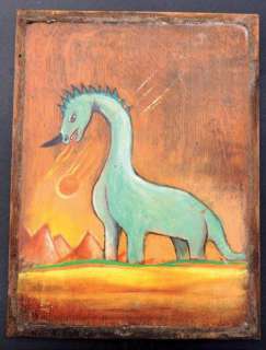 Brantonne | Â«Le diplodocus de l’espaceÂ». Huile sur panneau de bois. Années | Tessier Sarrou