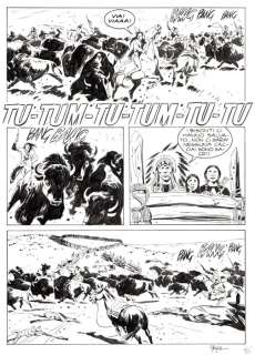 Magico Vento n. 92 - Biglia - 9x Tavole Originali "La carica dei bisonti" - Loose page - (2005)