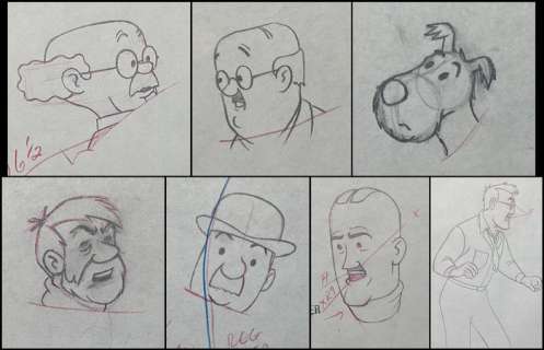 Tintin - 7 x Original drawing - Milou, Tournesol, Dupond,.. - On a marché sur la lune - (1960’s) | Catawiki