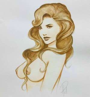 Paturaud, Laurent | Paturaud, Laurent - Dessin original aquarelle - Big Boobs Girl - Transparences - Page volante | Catawiki