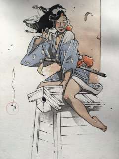 Michetz, Marc | Michetz - Dessin original en couleur - Jeune Fille coquine Ã  la fleure - Format: 25 x 35 cm. - (2019) | Catawiki