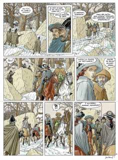 André Juillard | Les 7 Vies de l’Epervier, Quinze ans après, planche originale à l’encre de chine et aux encres de couleurs pour cet album paru en 2014 chez Dargaud. Cette planche a fait l’objet d’une étude sur sa conception dans le tirage de… | Septimus