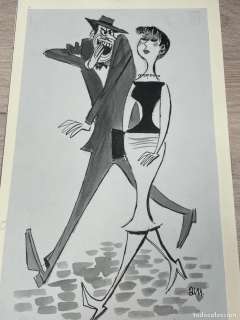 Dibujo Original de Antonio Mingote - La Inconmovible Señorita Española, Noticias Frescas 1956