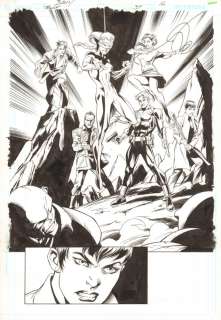 Art Thibert, Mark Bagley - trinity #34 p. 12 - alfred pennyworth, lois lane, nemesis, interceptor (supergirl), richie grayson, & donna troy splash - 2008 signed by mark bagley