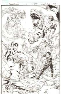 Scott Hanna, Tom Raney - avengers academy #11 p. 22 - mettle, veil, striker, & others vs. Korvac splash - 2011