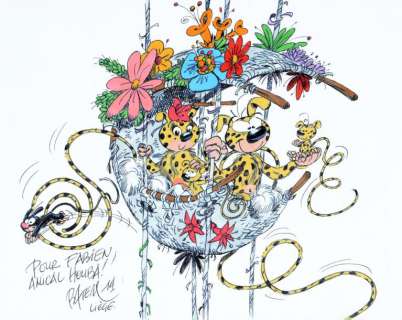 Batem (Luc Collin Dit) - Batem Le Nid du Marsupilami. Encre de Chine et aquarelle pour cette&he