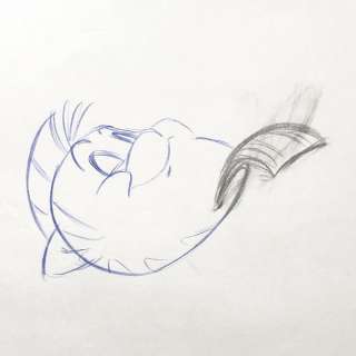 Walt Disney Artist | Walt Disney Feature Animation - The Little Mermaid - Original Rough Animation Drawing of Flounder - "Part of your World’ scene - EO - (1989) | Catawiki
