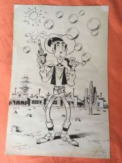 Morris (De Bevere, Maurice) - Morris - Originele tekening voor poster - Lucky Luke EPPOster (uithaler) - Gepubliceerd in Eppo - (1979)
