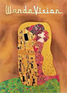 Morgana, Silk Artist | Wanda Vision Inspired By Klimt’s The Kiss - Silk Painting - Original Artwork By Morgana - 65 x 46 cm - Éditions mixtes (voir description) | Catawiki