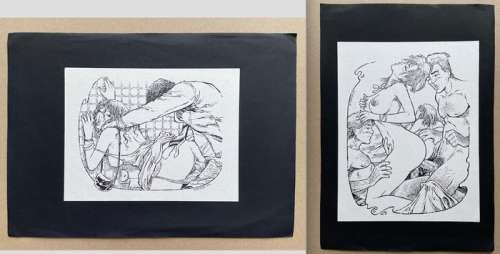 Géron, Jacques | Géron - 2x Dessin original - Page volante - Exemplaire unique | Catawiki