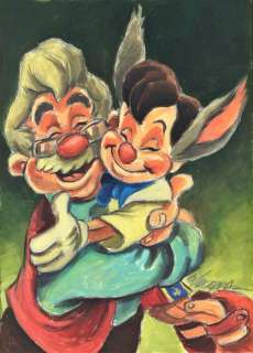 Joan Vizcarra | Pinocchio & Geppetto - Original Painting - Joan Vizcarra Signed - Acrylic Artwork | Catawiki