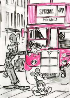 Tony Fernandez, Disney Artist | Mickey & Goofy in London - Original Sketch - Tony Fernandez - Signed | Catawiki