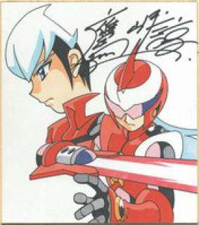 Takamisaki Ryo Hand drawing color shikishi "Rockman EXE"Ijyuin enzan / Blues