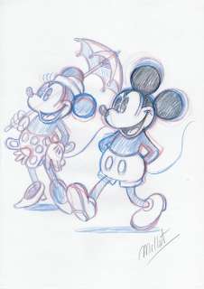 Millet | Mickey & Minnie Mouse - Original Sketch Drawing - Millet - DIN A3 | Catawiki