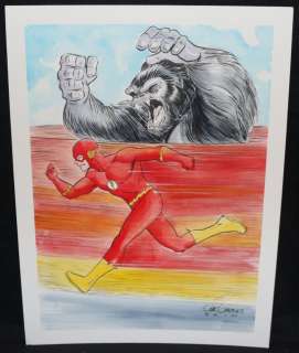 Gene Gonzales - flash vs. Gorilla grodd color art - la - 2016 signed