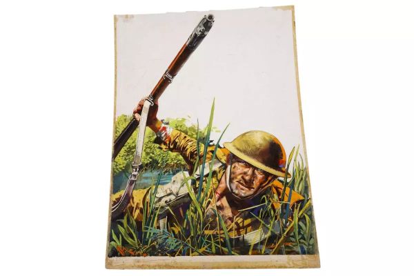 Lot 138 - Original painted artwork for Fleetway’s Battle Picture Library No. 56 ‘Know Your Enemy’ | misc / divers