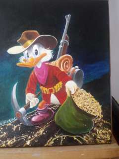 Bas Heymans | Bas Heymans - Schilderij - Olieverf op doek - ’Dagobert Duck met zak goudklompjes’ | Catawiki