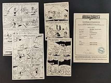 Tiberio Colantuoni - Tiberio Colantuoni - 4x Tavole Originali "Bongo Volpetto e Nonna Abelarda" + COA Firmato - Page volante - Exemplaire unique