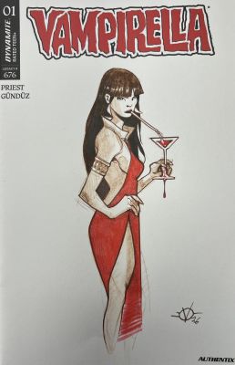 VAMPIRELLA #1 LEGACY #676 BLANK COVER WITH ORIGINAL DRAWING BY OLIVIER VATINE : VISUAL °6 (DRINK) | Pulp’s