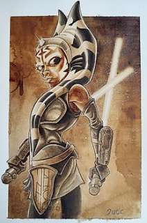 GUTI, Coffee Artist - Ahsoka Tano [Star Wars] - Original Coffee Painting - Signed by Guti - Size: 35 x 50 cm