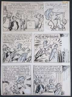 Pellos, René | Pellos, René - Planche originale - Les Pieds Nickelés - Super champion de pêche - (1958) | Catawiki