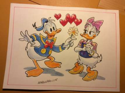 Alessandro Gottardo | Donald Duck - â€œUn fiore per Daisyâ€ - Page volante - Exemplaire unique - (2021/2021) | Catawiki