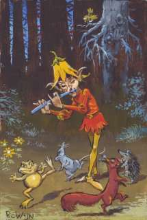 Wijn, Piet | Wijn, Piet - Originele illustratie in kleur - Pijper het bosmannetje | Catawiki