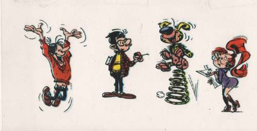 Franquin (Studios) | Bleu de coloriage représentant Lebrac, Prunelle, … | Millon