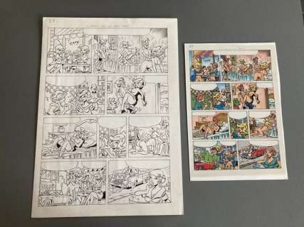 Bruno Di Sano | Blagues coquines - Planche originale + Mise en couleur - Format: 30 x 42 cm. | Catawiki