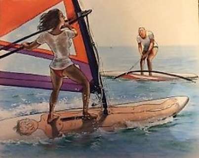 Claude Serre - Serre - Dessin original - Les vacances - (1984)