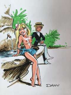 Dany | Dany - Dessin original couleur - Olivier Rameau - Bonne et mauvaise humeur | Catawiki